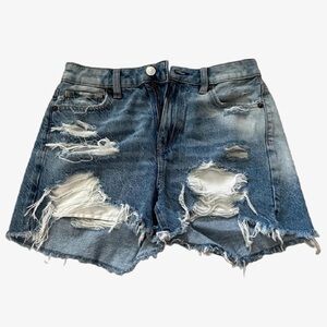 American Eagle Outfitters Blue Distressed Jean Shorts